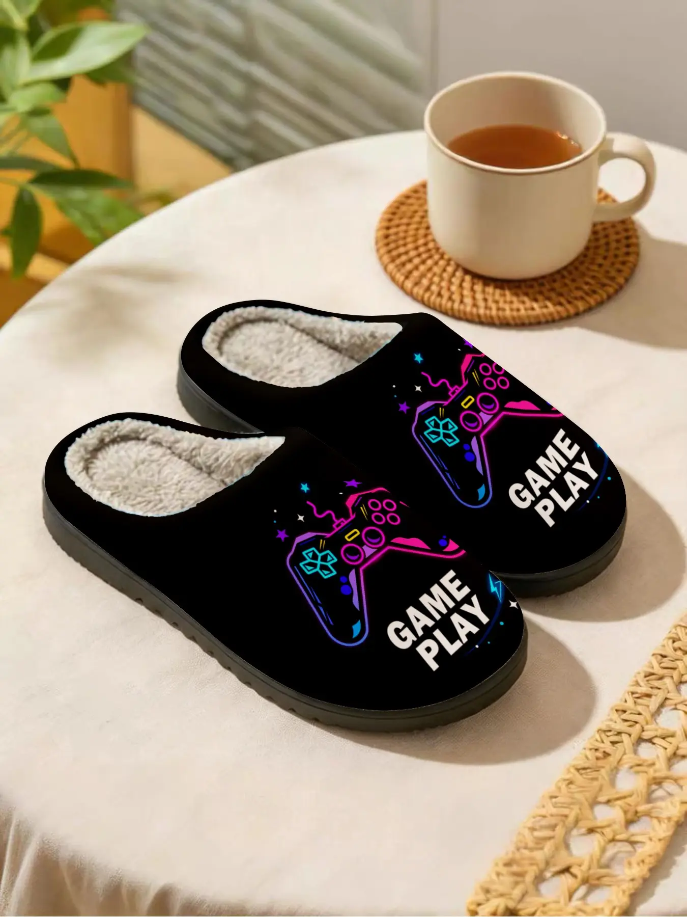 Cool Gamer Style · Colorful Gamepad Print · 1 Pair · Soft Thickened / Non-Slip & Cold-Proof / All-Day Comfort · Indoor Slippers · Unisex for Gamers, Home Wear, Gift Choice