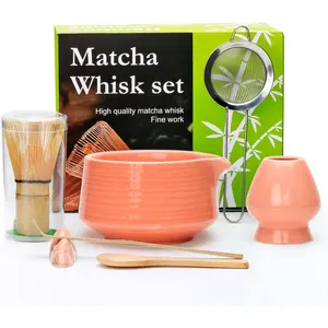 Matcha Whisk Set,7pcs  Matcha Set includes Matcha Bowl (19 oz), Matcha Whisk and Matcha Scoop,Matcha Whisk Holder,Stainless Steel Sifter, Making Tools,Matcha Kit  for Matcha Lovers