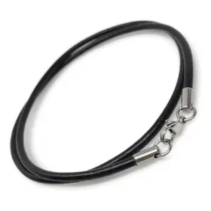 Round Black Leather Cord Necklace (3mm)