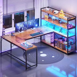 Sikaic 63 Inches Reversible Gaming Desk Brown