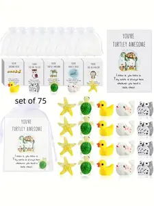 A set of 75 Employee Appreciation Gifts, Loosely Packaged For Colleagues, These Gifts Include Animal Pun Notes, Made Of High-quality Resin, Featuring Fun Ducks, Stars, Whales, Turtles, And Owls, Along With Durable Cards.