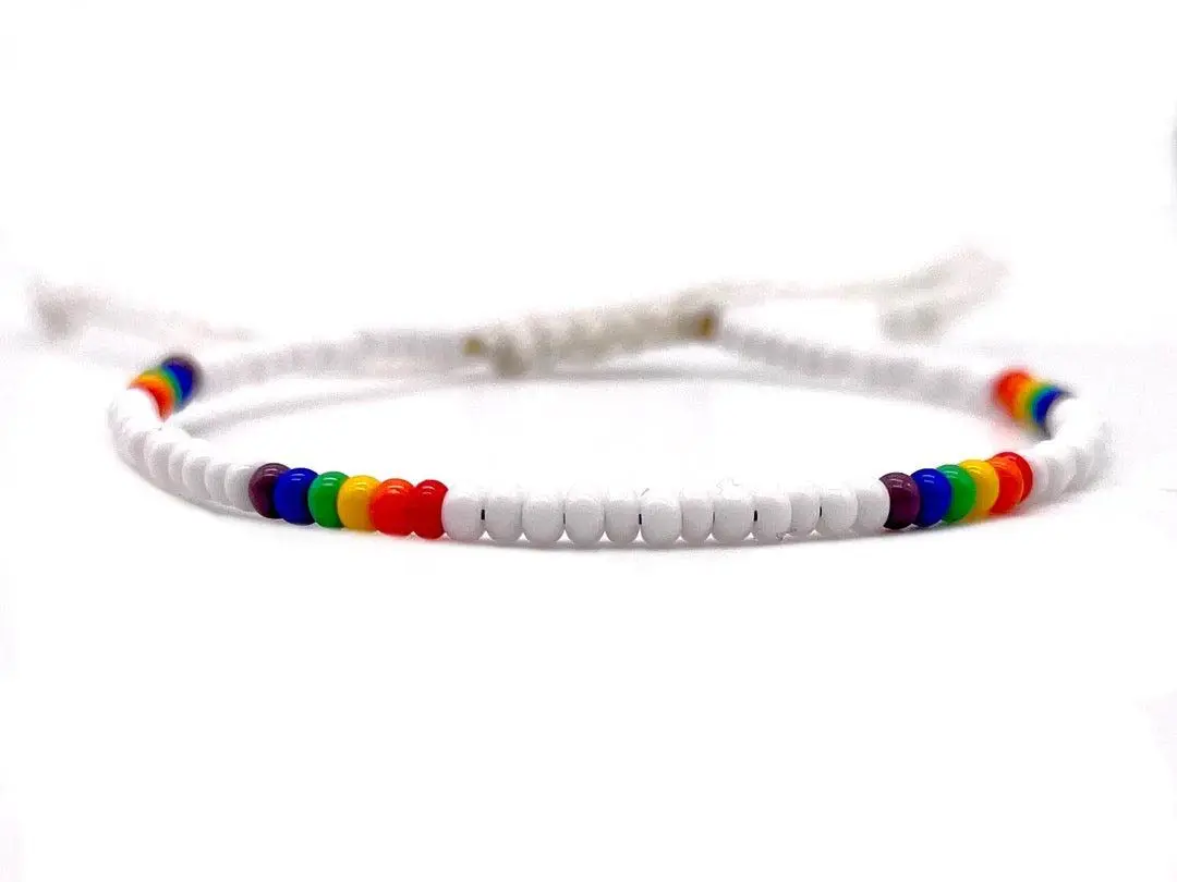 White Rainbow Pride Ankle Bracelet