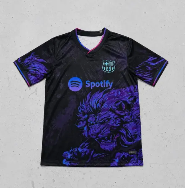 Barcelona Lion Soccer Jersey Retro Football Shirt Purple Streetwear Top