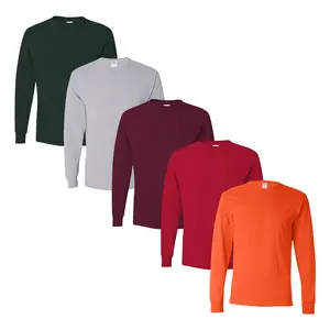 Jerzees Long Sleeve T-Shirt for Women & Men Multi-Pack Bulk Unisex Polycotton Dri-Power Crew Neck Undershirts 15 Different Colors Tees Menswear Top Breathable Fabric