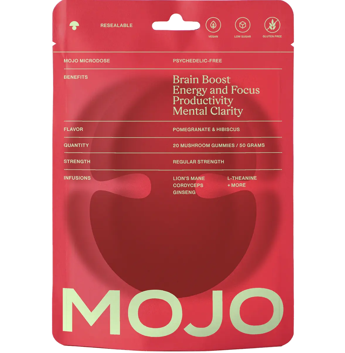 NEW - MOJO Brain Boost Gummies - Pomegranate Hibiscus (4 PACK :80 gummies)
