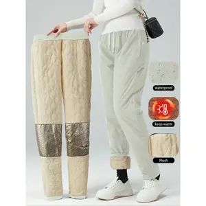 Women's winter wool lined thick pants, outdoor sports warm casual skiing pants, with zippered pockets, ideal choice for winter activities, casual sports joggingRAIMENTRY