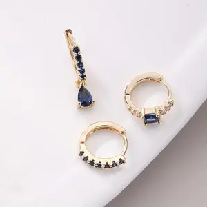 Retro Teardrop Zirconia Earrings Set, Affordable Luxury Fashion Costume Jewelry, Zirconia Gem Accents, Shining Earrings