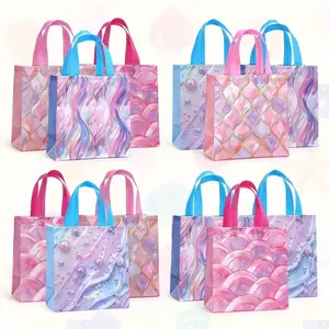 12pcs Birthday Mermaid Theme Underwater Shell Non-Woven Gift Bags, Birthday Party Decorations, Perfect for Celebrations