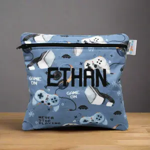Personalized Boys Reusable Snack Bag With Zipper Game On Never Stop Playing Multi-function Washable Lunch Bag