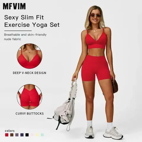 Women’s 2-Piece Sportswear Set - Sleeveless Spaghetti Strap Backless Crop Camisole Tank Top & High Waisted Skinny Shorts, Sleeveless Exercise Workout Sets Women, Yoga Gym Outfits, Sporty Style Outfits for Indoor & Outdoor Use