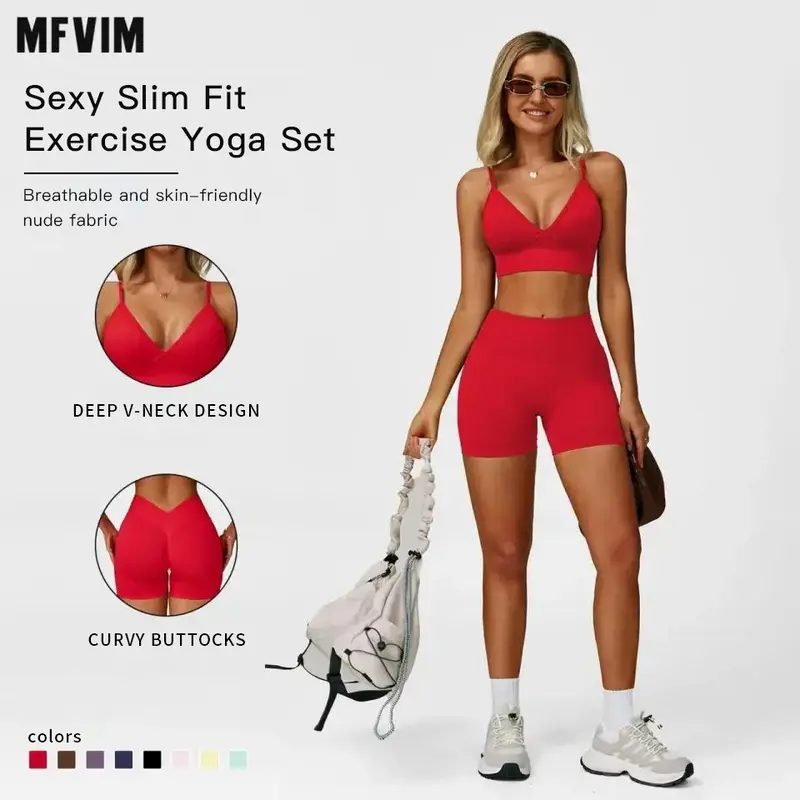Women’s 2-Piece Sportswear Set - Sleeveless Spaghetti Strap Backless Crop Camisole Tank Top & High Waisted Skinny Shorts, Sleeveless Exercise Workout Sets Women, Yoga Gym Outfits, Sporty Style Outfits for Indoor & Outdoor Use