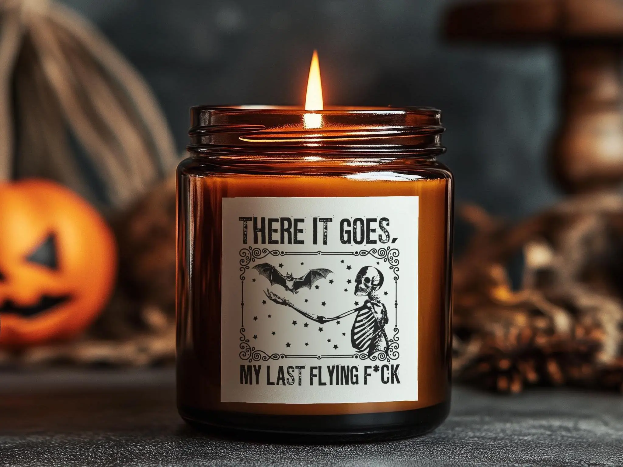 Funny Last Fuck Candle, Cute Spooky Halloween Gift for Her, Witchy Fall Decor, Sarcastic Autumn Gift for Friend