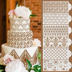 Fondant Cake Stencils Mold Embossing Plastic Spray Mesh Stamps Wedding Birthday Cake Decoration Tools Christmas Cookies Drawing