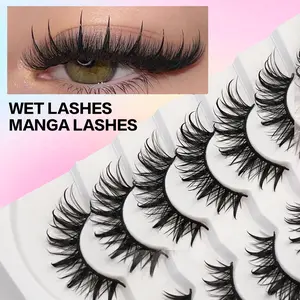 7 Pairs Fluffy 3D False Eyelashes, Soft Lashes, Dense Natural Full Length Lashes, Cat Eye Style, Reusable Independent Fake Lashes for Beginners