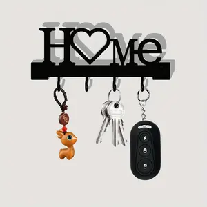 1pc Fashion Metal Key Holder Wall Mount Design, Wall Mounted Home Organizer Hook, No-Drill Key Rack for Living Room, Stylish for Keys & Accessories