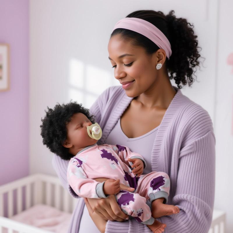 BABESIDE Lifelike Reborn Baby Dolls Black -17Inch Baby-Soft Body & Curls Realistic-Newborn Baby Doll African American Real Life Baby Dolls Cloth Body with Gift Box for Kids