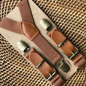 Leather Suspenders, Brown Buckle Suspenders, Ring Bearer Outfit, Outfit of Wedding, Groomsmen Suspenders, Meaningful Gift