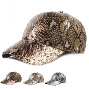 Snake-pattern leather hat, men's baseball cap, 2026 new model hat, waterproof hat for men and women