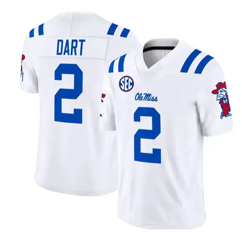 Ole Miss Rebels Football Jersey 2026 – Jaxson Dart #2 & Top Players, Full Team Logo, Red White Navy, College Game Day Fan Jersey