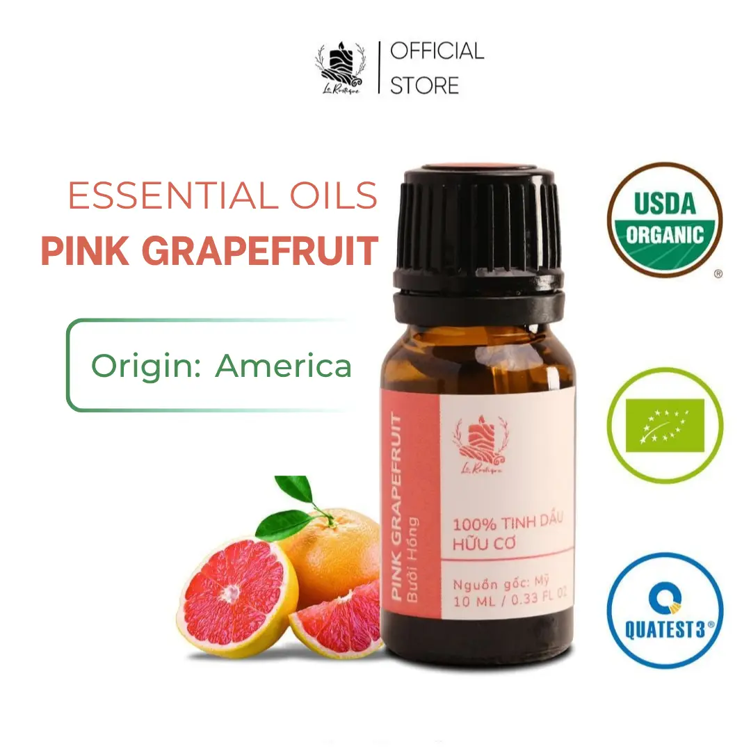 Organic Pink Grapefruit Essential Oil - 100% Pure Natural - USA Origin - Mood Uplifting Aromatherapy - Le Rustique