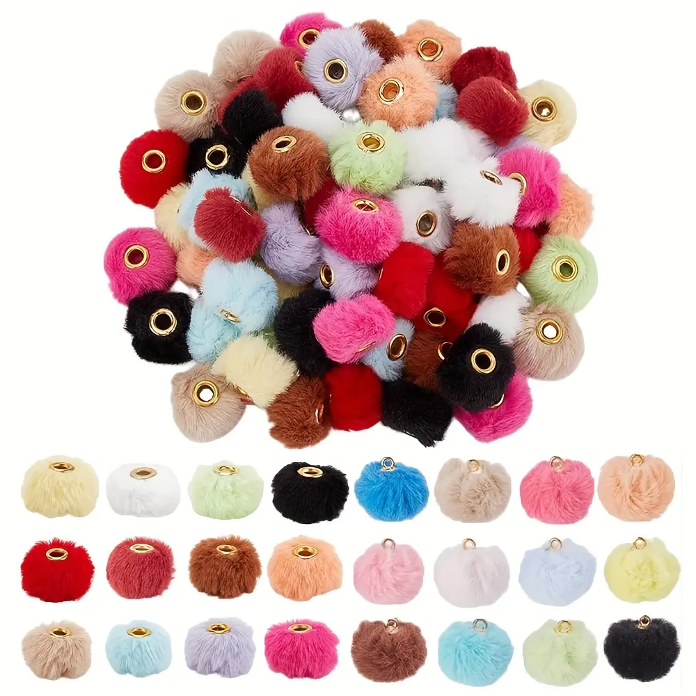 136 Randomly Mixed Autumn-Winter Super Soft Fluffy Round Beads - Charm Accessory for DIY Jewelry Pendants, DIY Craft Projects
