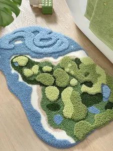 LUMI Viral Woodland Bath Mat Cozy Boho Aesthetic Quick-Dry for Busy Households Soft Plush Fluffy Sunflower Design 20"x36" Machine-Washable Microfiber Non-Slip Rubber Backing - White