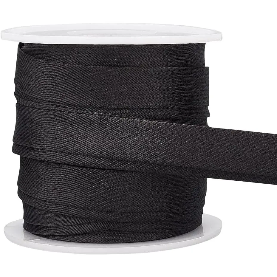 13.5 Yard Satin Bias Tape 0.6inch Wide Double Fold Satin Binding Bias Ribbon for Cheongsam Decoration, Clothing Seaming Piping, Black