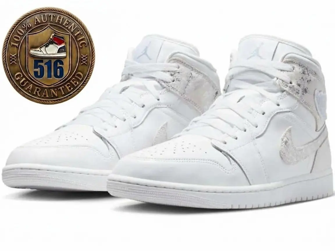 Nike Air Jordan 1 Mid White Distressed Silver IR2271-100 Men's Shoes NEW