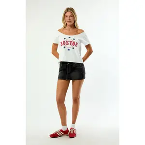 WILD COLLECTIVE Women's x MLB Boston Red Sox Off-The-Shoulder T-Shirt