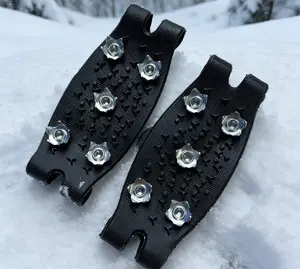 Universal 5-Tooth Ice Cleats for Shoes Boots, Non-Slip Gripper Spikes Ice Traction Cleats, Winter Outdoor Anti-Skid Shoe Covers Crampon, Snow Shoes Spikes for Walking Fishing Hiking