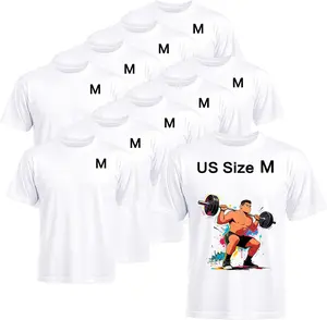 Joyclub 10 PCS Blank T-Shirts for Adults Unisex White Polyester Shirts Sublimation Crew Neck Short Sleeve Team Uniforms