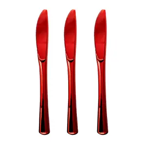 Shiny Metallic Red Plastic Knives