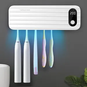 Sanitizeri Toothbrush Cleaner with 5 Slots, Smart Sanitizeri Toothbrush Holder Organizer, Cordless No Drilling Wall Mounted Rechargeable Holders for Bathroom Family, 200/400S Timer Function SHENZHEN ENSO INTELLIGENT CO.,LTD