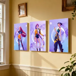 Set of 3 Custom KPOP-Inspired Hun.ter Wall Art Prints,  Featuring Rumi, Mira & Zoey, Nursery Decor