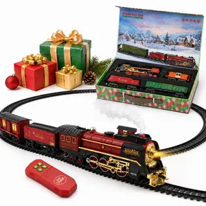 630B Christmas Train Set for Around Christmas Tree, Premium Gift Box Toy Train with Smoke Mist, Sound, Lights and Remote Control train  for  kids