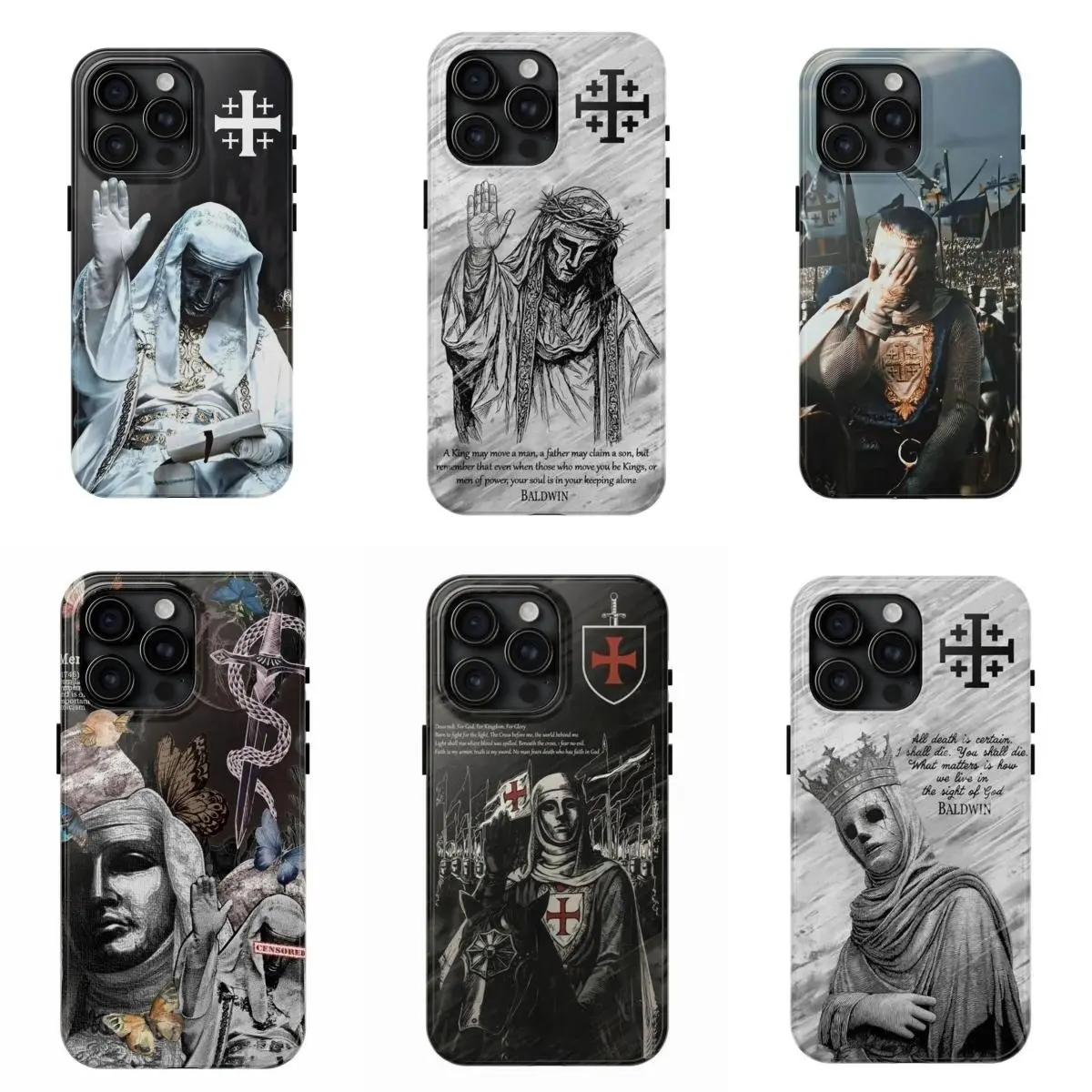 Baldwin IV "The Leper King" The Crusader King and His Holy Army Phone Case, Crusader King of Jerusalem Cross Medieval Christian Phone Cover, Medieval Cross Armor Glory of God Gothic Faith for iPhone 16/15/14/13/12/11/17 ProMax Plus for Samsung phones