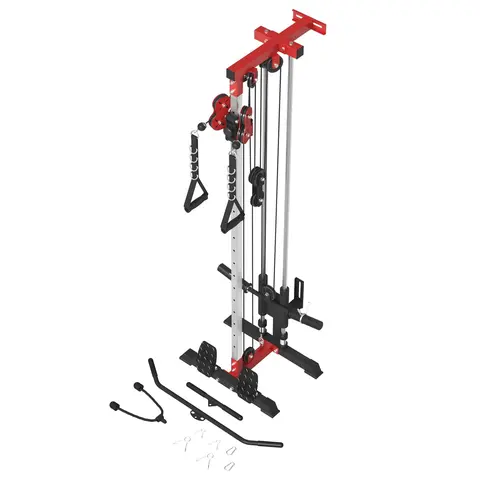 MIKOLO Dual Pully Wall Mount Cable Machine: 18-Position Adjustable Crossover System for Home Gym & Strength Lat Pulldown Bar Fitness Equipment Accessories