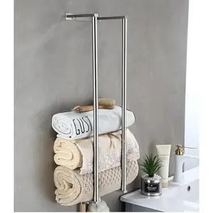 Wall Mounted Rack Rolled Towel Holder Towel Storage (Silver)