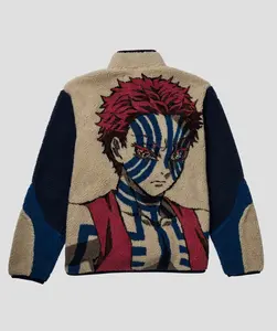 Demon Slayer Kimetsu No Yaiba Akaza Sherpa Jacket, Anime Character Jacket, Adult Unisex Fit - Officially Licensed