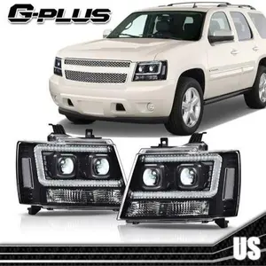 Fit For 2007-2014 Chevy Avalanche Tahoe Suburban Dual LED Projector Headlights New G-PLUS