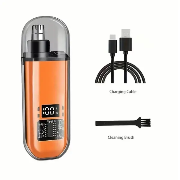 Rechargeable Nose Hair Trimmer for Men Women Portable Electric Trimmer Painless Eyebrow Facial Shaver LED Display Waterproof Dual Edge Blades Easy Cleaning