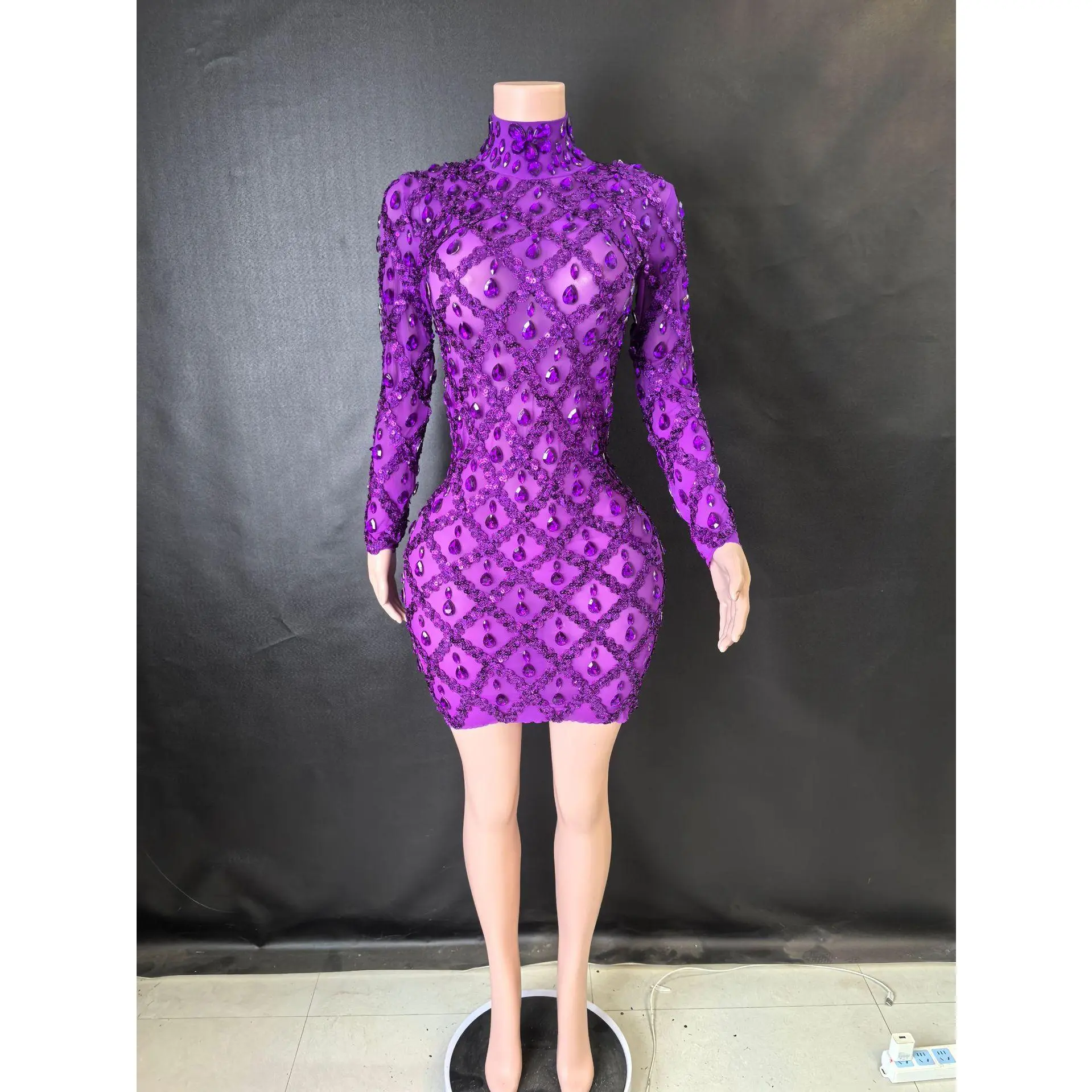 Long sleeved purple short