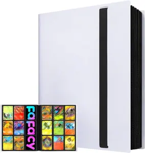 【2026】Trading Card Binder 9 Pocket, Premium Sports Collection Binder Game Cards Book with Sleeves Side Loading, Anti-Open Strap Double Sided Waterproof 360 Card Folder fafacy