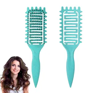 A wheat straw hollowed-out curling hair comb, hair styling comb, massage comb, hair fluffy and smooth rib comb, women's home curving comb that defines styling