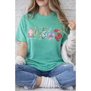 Mermaid Fish Castle King Princess Illustration T-Shirt  Shell Castle Lettering