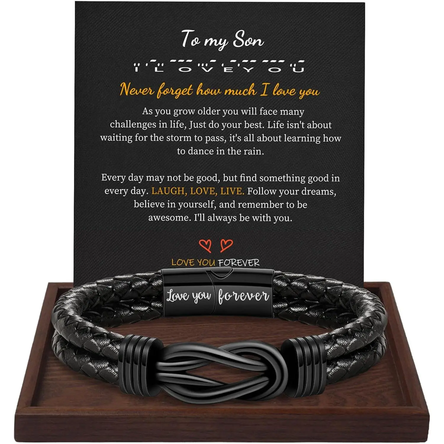 Gifts for Men, Christmas Stocking Stuffers for Teens Leather Bracelets for Men I Love You Gifts for Him Infinity Cuff Bracelets Birthday Gift for Boyfriend Son Grandson Husband Dad Fathers Day Gift