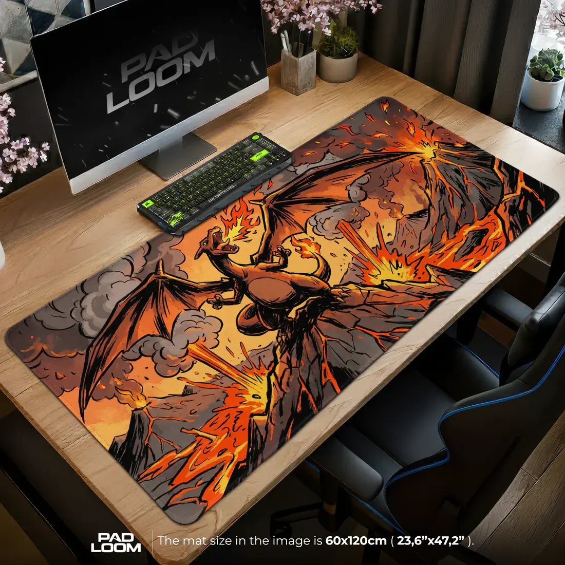 CCharizardd Volcano Roar Mouse Pad, Playmat Games Mousepad of TCG