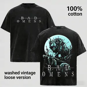 Vintage Rock Band Graphic T-Shirt – Men’s Printed Washed Cotton Tee, Retro Music Street Style Loose-Fit Top