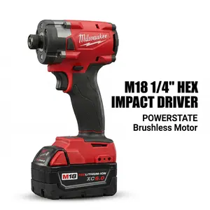 Milwaukee M18 FID3 1/4-Inch Hex Impact Driver with 300Nm Torque and 18V Cordless Power, Featuring 4-Mode Drive Control and High-Speed 3900 RPM Motor for Professional Fastening and Heavy-Duty Construction
