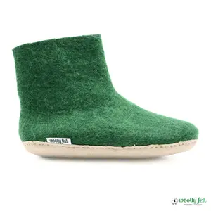 Dark Green Felt Low Boot - Wool Felted Indoor Boot - Unisex Boot - Handmade Wool Ankle Boot - Foot Warmer - Gift